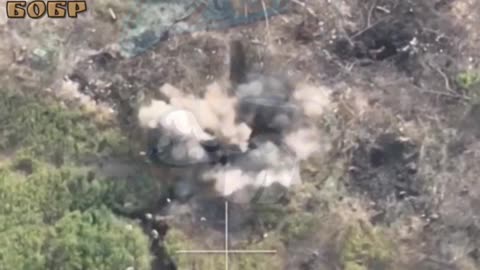 Russian FPV drone strike on AFU soldiers in the trenches.