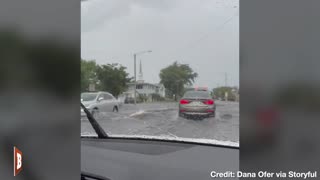 Drivers Continue to Battle High Floodwaters in Fort Lauderdale, FL