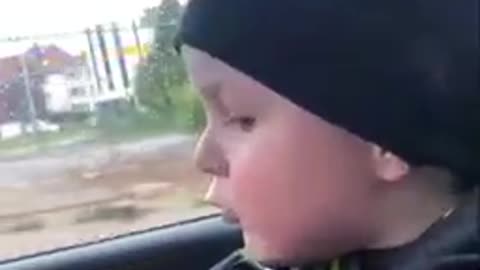 Sweet kid and his reaction about his dad was speeding 😍❤️😂