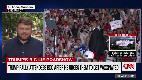 Crowd boos Trump for vaccine stance at Alabama rally