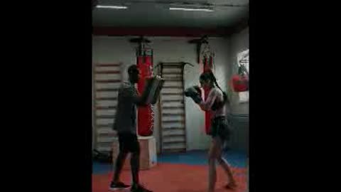 Woman training on boxing #shorts