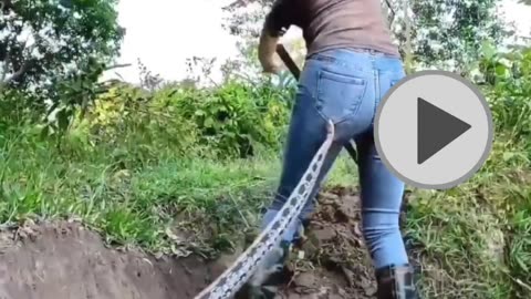 This woman has been bitten by a snake