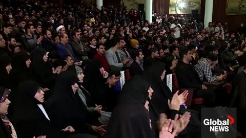 Iranian students protest Islamic regime as President Raisi speaks at University of Tehran