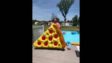 JOYIN Giant Inflatable Pizza Slice Pool Float, Fun Pool Floaties, Swim Party Toy, Summer Pool R...