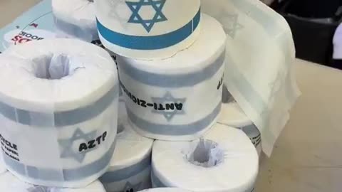 Israeli flag on toilet paper spoted in pro plestenian protest.