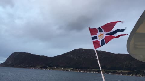 Filming outside of the Hurtigruten cruise ship MS Polarlys