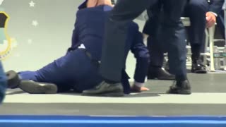 Biden takes big fall on stage during Air Force Graduation