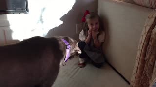 Little Girl Steals And Eats Dog's Milk-Bones