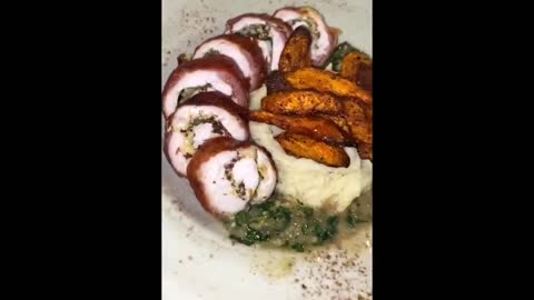London man shows viewers how to cook an impressive stuffed chicken dish