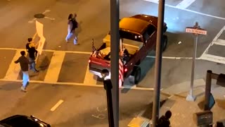 Truck Drives Erratically at Protest