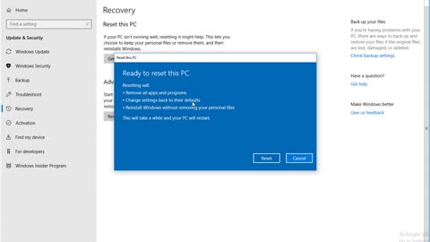 Reset Windows 10 PC without deleting your personal files