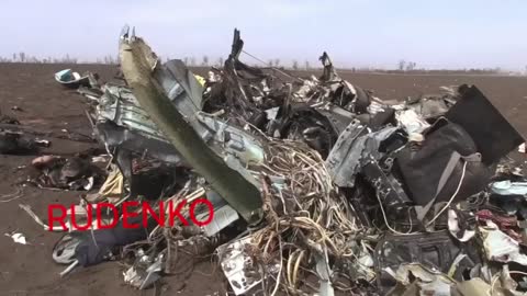 The crash site of a downed helicopter in the sky over Mariupol.