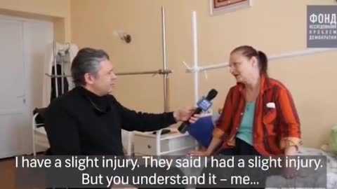 Svetlana Ishchenko, who was wounded by a Ukrainian Tochka-U missile in Donetsk