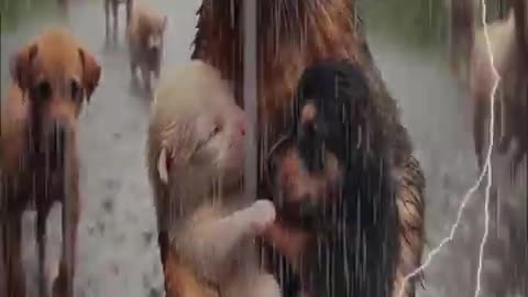 Guardian of the Flood- A Mother's Unconditional Love #puppy #animals #raindogs #pets #cute #cat