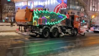 Christmas themed Snow removal Moscow Russia 😍