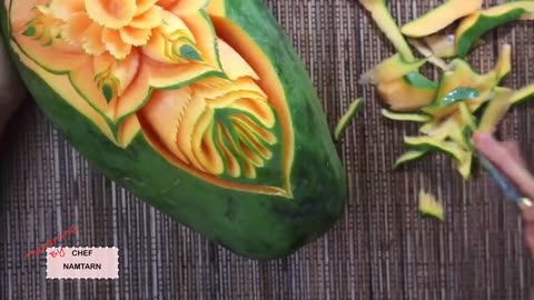 Papaya carving design | fruit carving | by chef namtarn