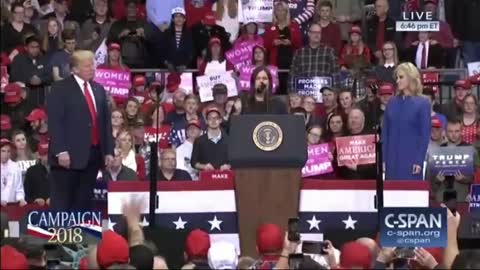 Sarah Sanders speaks to cheering Indiana rally crowd