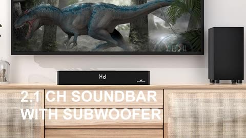 Soundbar with Subwoofer, 2.1 Sound Bar for TV, PC, Gaming,