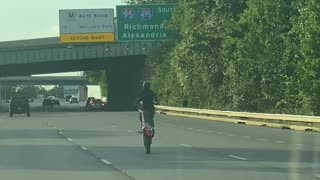 Motorist Performs a Very Long Highway Wheelie