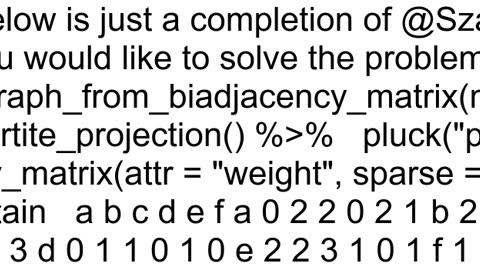 How to convert an incidence matrix of a bipartite network to an unipartite projection