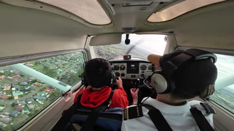 10 year old flies plane