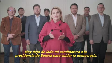 "Hoy dejo de lado mi candidatura a la presidencia de Bolivia para cuidar la democracia": Áñez