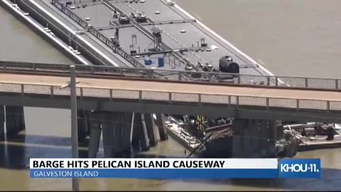 footage of a barge hitting the Pelican Island Bridge in Galveston, Texas.