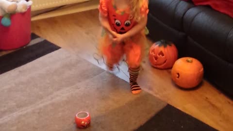 Adorable toddler sings Halloween song