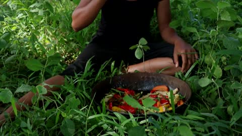 Yummy food again from Mushroom cooking with Mixed fresh vegetables for Eating delicious