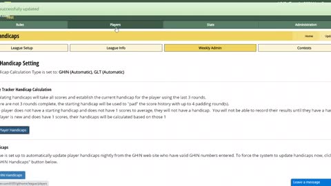 Allowing Players to Enter Scores (Handicap Manager Leagues)