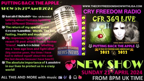 WWW.THECRYFREEDOMSHOWWITHLISA.COM SHOW PROMO Putting Back The Apple SHOW 59 💪🕊️🙏💞