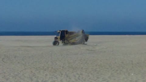 Beach Sand cleaning machine at Santa Monica beach