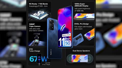 Redmi Note 11 Pro + 5G (Mirage Blue, 6GB RAM, 128GB Storage) 67W Turbo Charge Super AMOLED Display