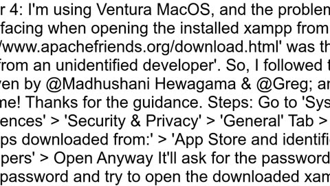 Xampp cannot be installed on Ventura macOS