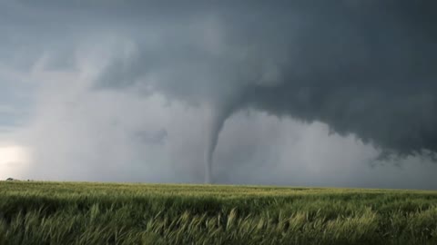 The formation of a tornado on the grassland is really spectacular