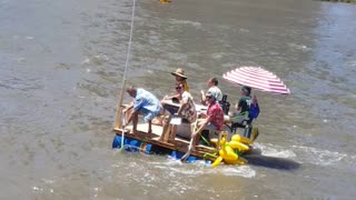 Guys Make Homemade Raft to Celebrate Australia Day