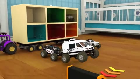 Color Police Cars Transportation for Kids Cars Compilation Wrecker Police Car Toys for Toddlers