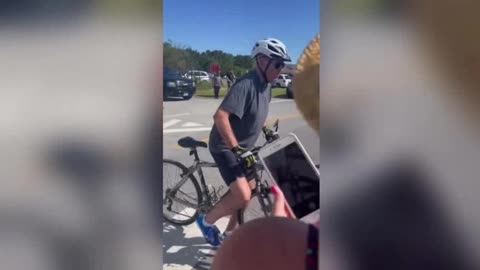 Watch: POTUS is down! President of The United States Joe Biden has fallen off his bike