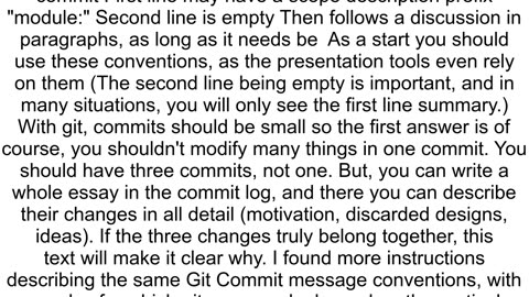 In git what are some good conventions to format multiple comments to a single commit