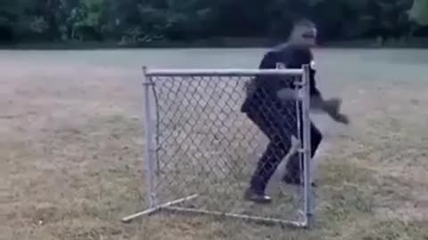 Funny a cop performing different ways to jump a fence.(Cute Video)