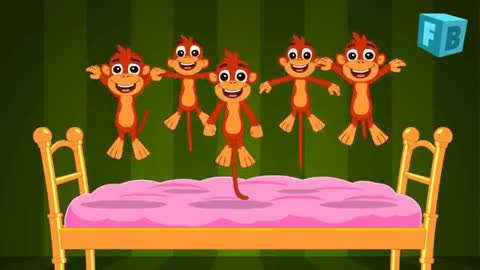 Five Little Monkeys Jumping On The Bed - Children Nursery Rhyme - Flickbox Kids Song