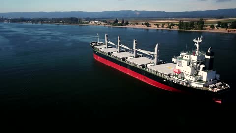 Large Cargo Container Ship in deep sea port