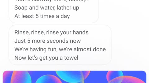 Google Assistant Singing 20 Second Handwash song.