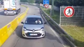 Lady Drives on Wrong Side