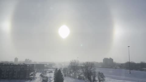 Cool Sun in Sub-Zero Temperature, Waterloo, Iowa (01/14/2024)