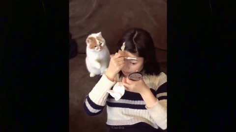 very adorable cat behavior,,, 😻😻😽😽🥰🥰