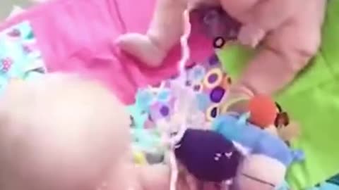 Baby Twins Fight Over Toy