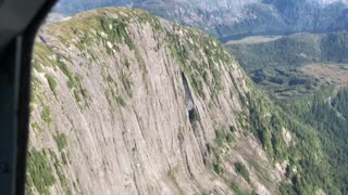 Seaplane flying over beautiful fjords