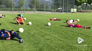 Young soccer players do the ''Neymar''