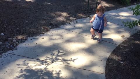 Adorable baby girl reacts to shadow of a branch - Cute and funny!